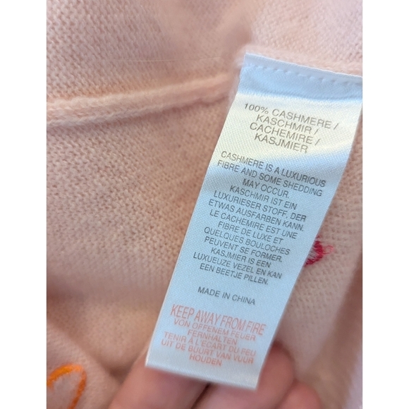 Brodie Cherry Blossom Mini Heart 100% Cashmere Sweater Size Small - Picture 7 of 8